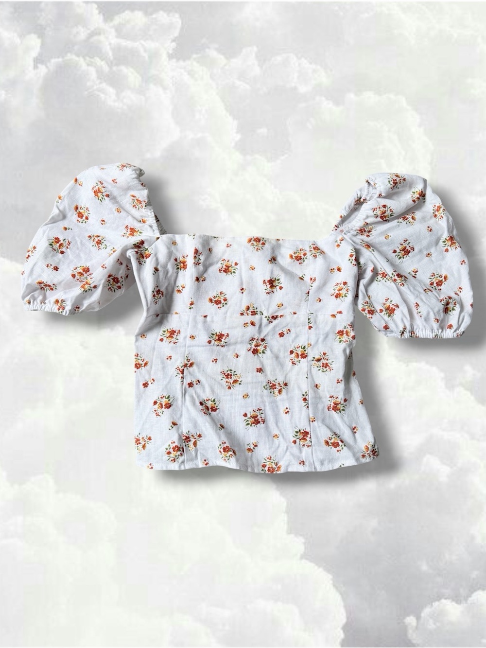 Reformation Arancini Linen Top in Lara Floral Crop Top